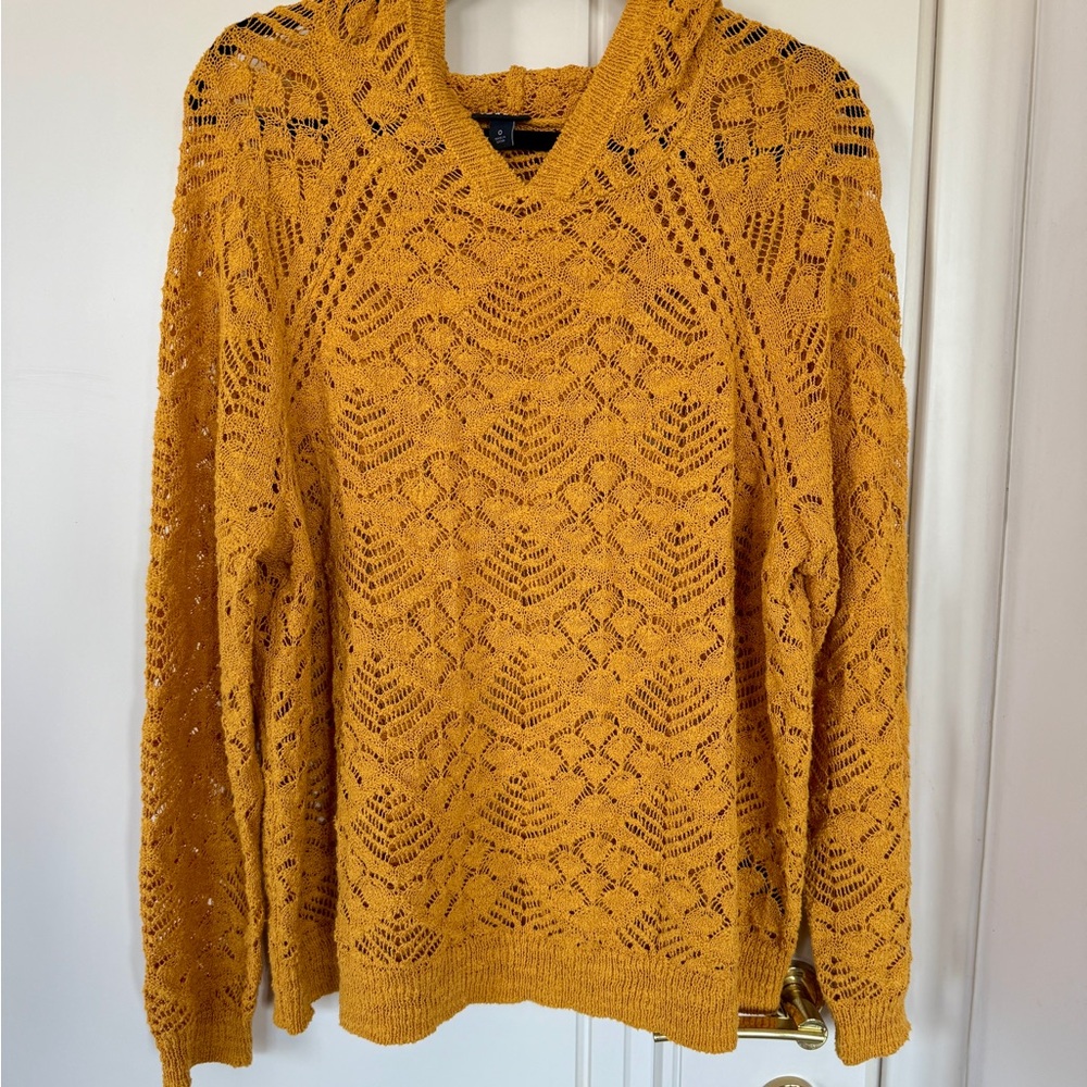 Torrid Golden V-Neck Knit Hoodie